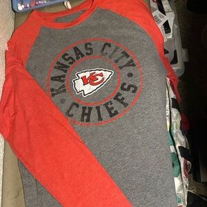 Majestic Red and Gray Chiefs Long Sleeve Tee